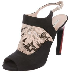 Dries Van Noten Peep Toe Lace Accented Pumps